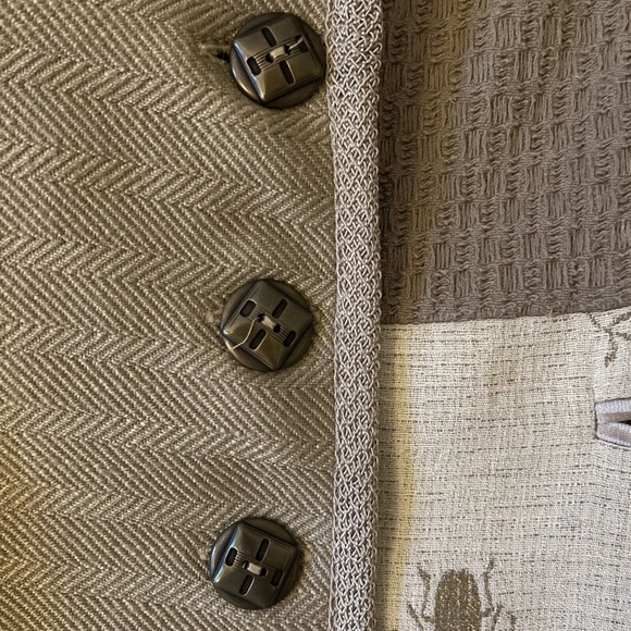 Max & Mabel Size Large Patchwork Boutique Blazer Button Front Silk Blend Top - Picture 5 of 13